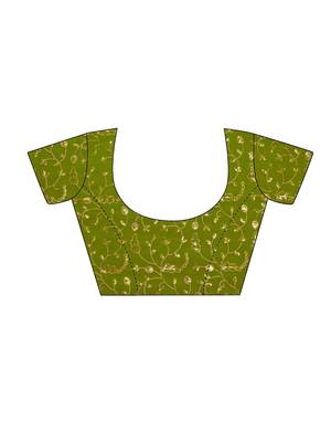 Women's green georgette leheriya print saree with blouse 5