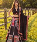 Captivating black printed Frensh Crepe Indian festival Navratri Special Chaniya choli