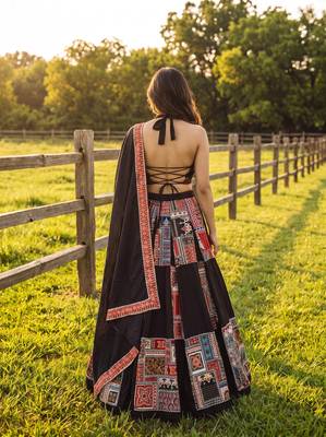 Captivating black printed Frensh Crepe Indian festival Navratri Special Chaniya choli 2