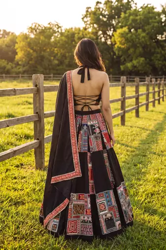 Captivating black printed Frensh Crepe Indian festival Navratri Special Chaniya choli