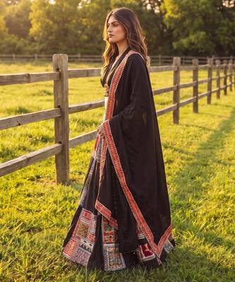 Captivating black printed Frensh Crepe Indian festival Navratri Special Chaniya choli 4