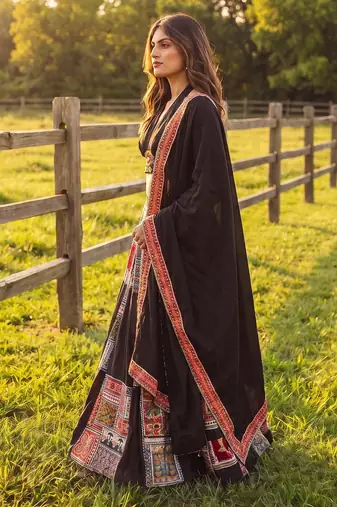 Captivating black printed Frensh Crepe Indian festival Navratri Special Chaniya choli