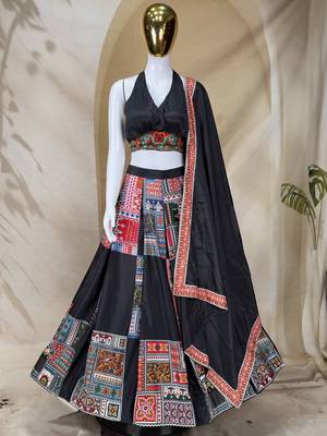 Captivating black printed Frensh Crepe Indian festival Navratri Special Chaniya choli 7