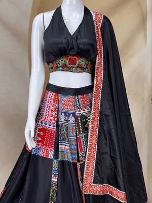 Captivating black printed Frensh Crepe Indian festival Navratri Special Chaniya choli 8