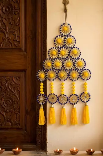 handmade gota bangle pompom door hanging decorative home decor (pack of 2)