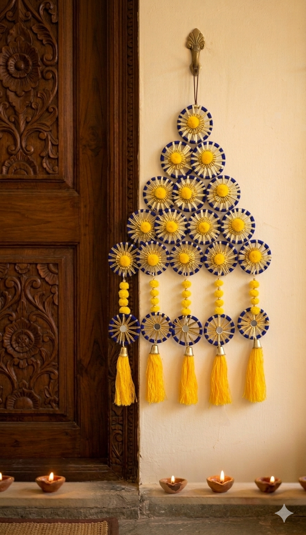 handmade gota bangle pompom door hanging decorative home decor (pack of 2)