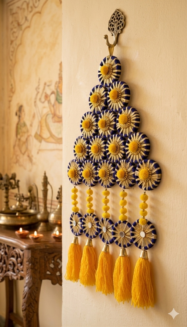 handmade gota bangle pompom door hanging decorative home decor (pack of 2)