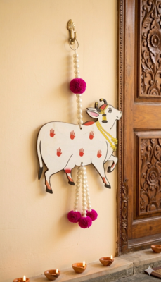 handcrafted pompom beads cow hanging door and home decorative hanging (pack of 6) 2