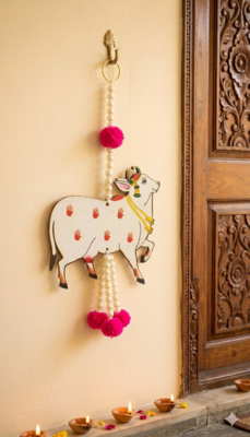 handcrafted pompom beads cow hanging door and home decorative hanging (pack of 6) 3