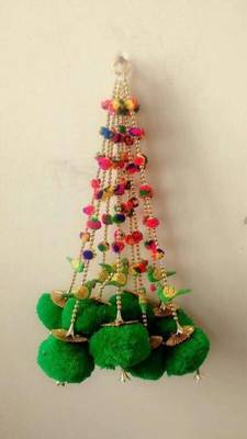 handmade beads pompom parrot latkans hangings home decorative hanging (pack of 4) 1