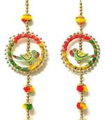 traditional decorative handmade multicolour moti chudi parrot hanging for home decor (pack of 2)