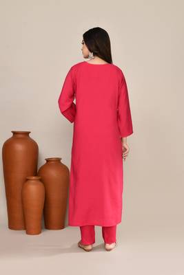 Pink chanderi embroidered kurta set 3