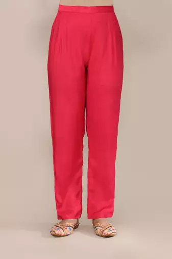 Pink chanderi embroidered kurta set