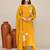 Mustard chanderi embroidered kurta set