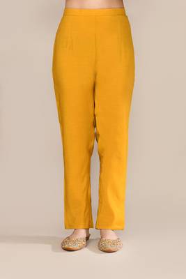 Mustard chanderi embroidered kurta set 4