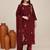 Maroon chanderi embroidered kurta set
