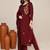 Maroon chanderi embroidered kurta set