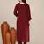 Maroon chanderi embroidered kurta set