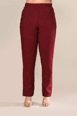 Maroon chanderi embroidered kurta set 4