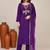 Violet viscose embroidered kurta set