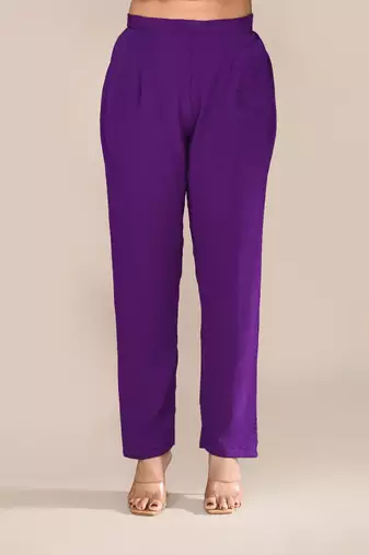 Violet viscose embroidered kurta set