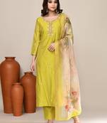 Pastel viscose embroidered kurta set