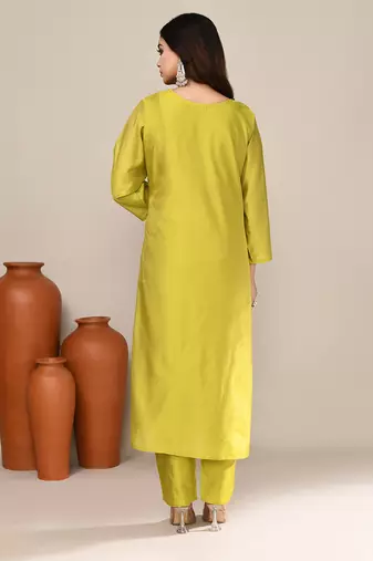 Pastel viscose embroidered kurta set