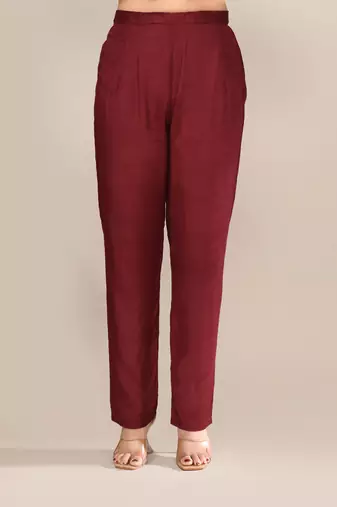 Maroon chanderi festive wear kurta set