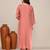 Peach cotton festive wear kurta set