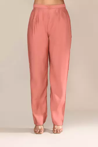 Peach cotton festive wear kurta set