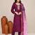 Purple cotton festive wear kurta set