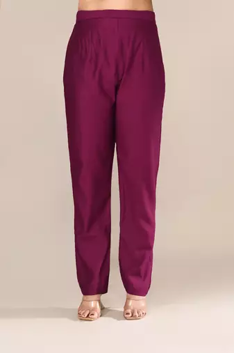 Purple cotton festive wear kurta set