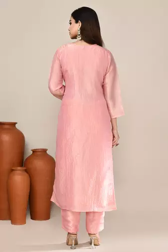 Pink shimmer embroidered kurta set