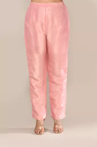 Pink shimmer embroidered kurta set