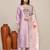 Mauve satin embroidered kurta set
