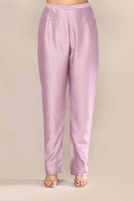 Mauve satin embroidered kurta set 4