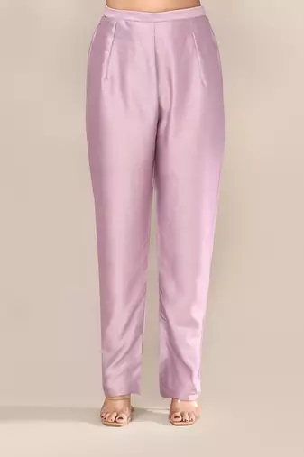 Mauve satin embroidered kurta set