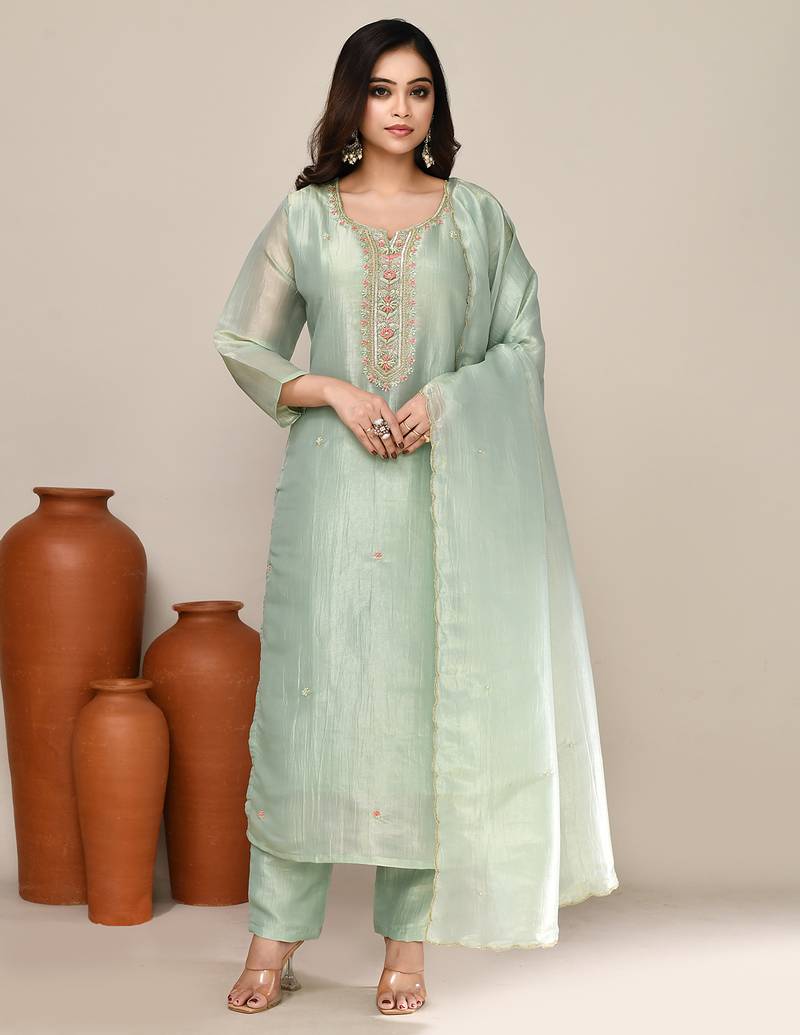 Pastel shimmer festive kurta set