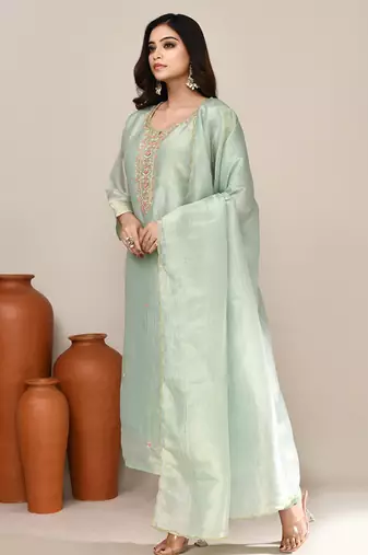 Pastel shimmer festive kurta set