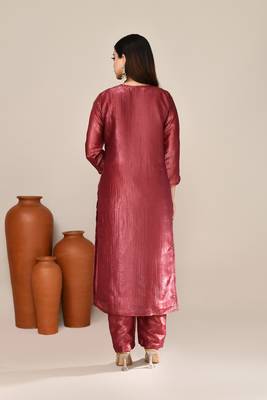 Maroon shimmer party wear kurta set 3