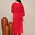 Magenta satin embroidered kurta set
