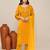 Yellow satin embroidered kurta set