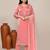 Pink satin embroidered kurta set