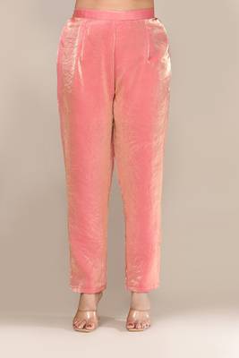 Pink satin embroidered kurta set 4