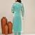 Sea green satin party wear kurta set