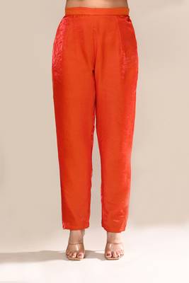 Orange satin embroidered kurta set 4