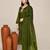 Mehendi green satin designer kurta set
