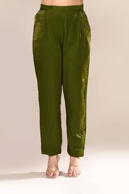 Mehendi green satin designer kurta set 4