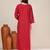 Maroon satin festive wear kurta set