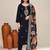 Navy blue satin festive kurta set